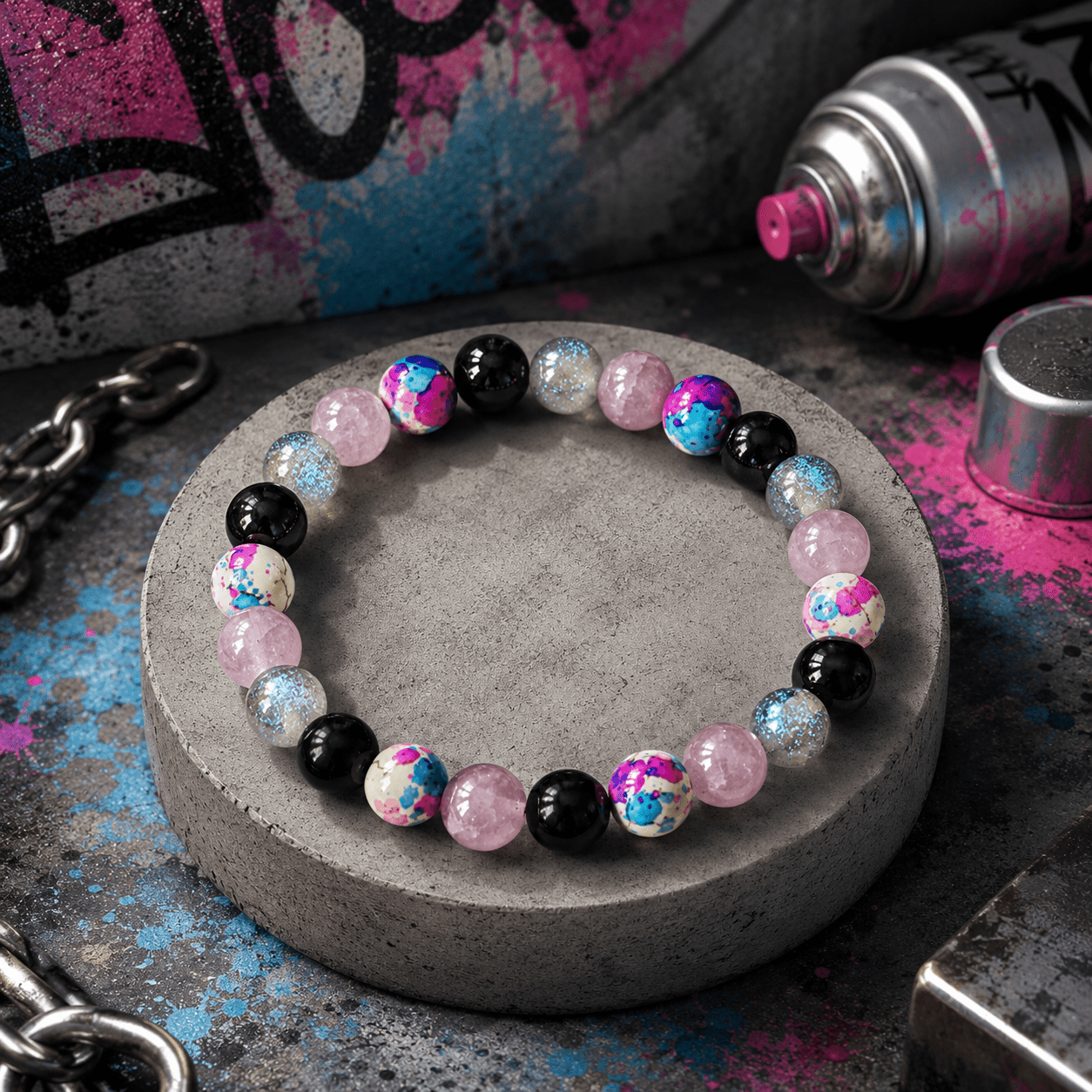 Bohemian Natural Stone Beaded Bracelet, Handmade